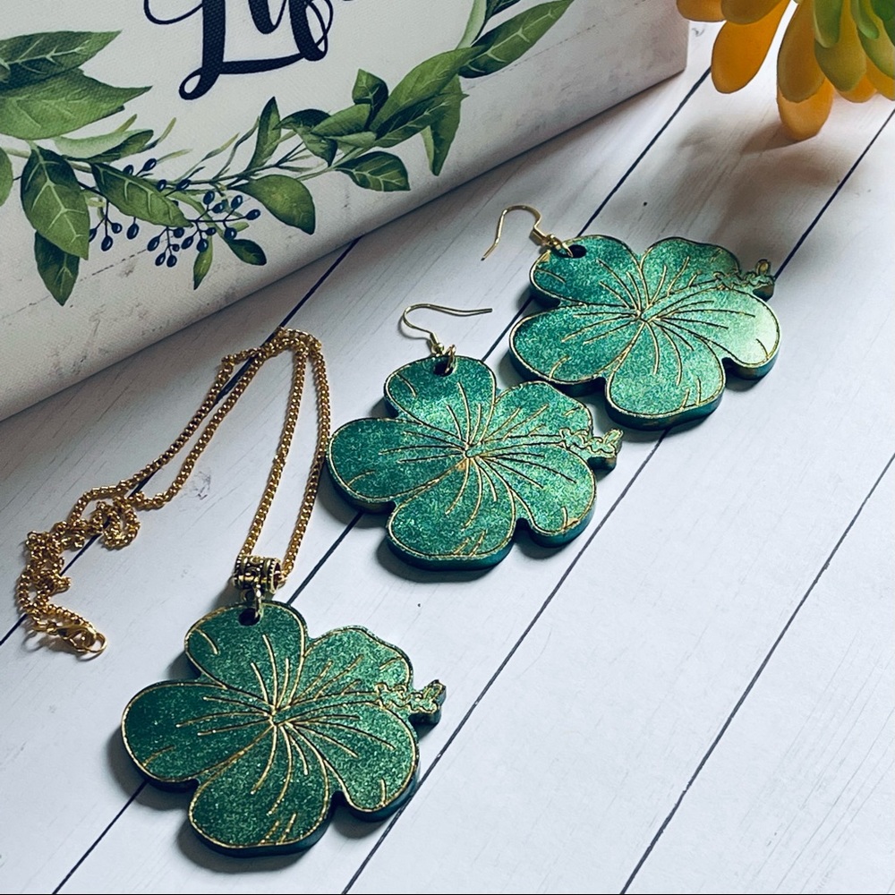 Handmade Poppy flower fashion jewelry set